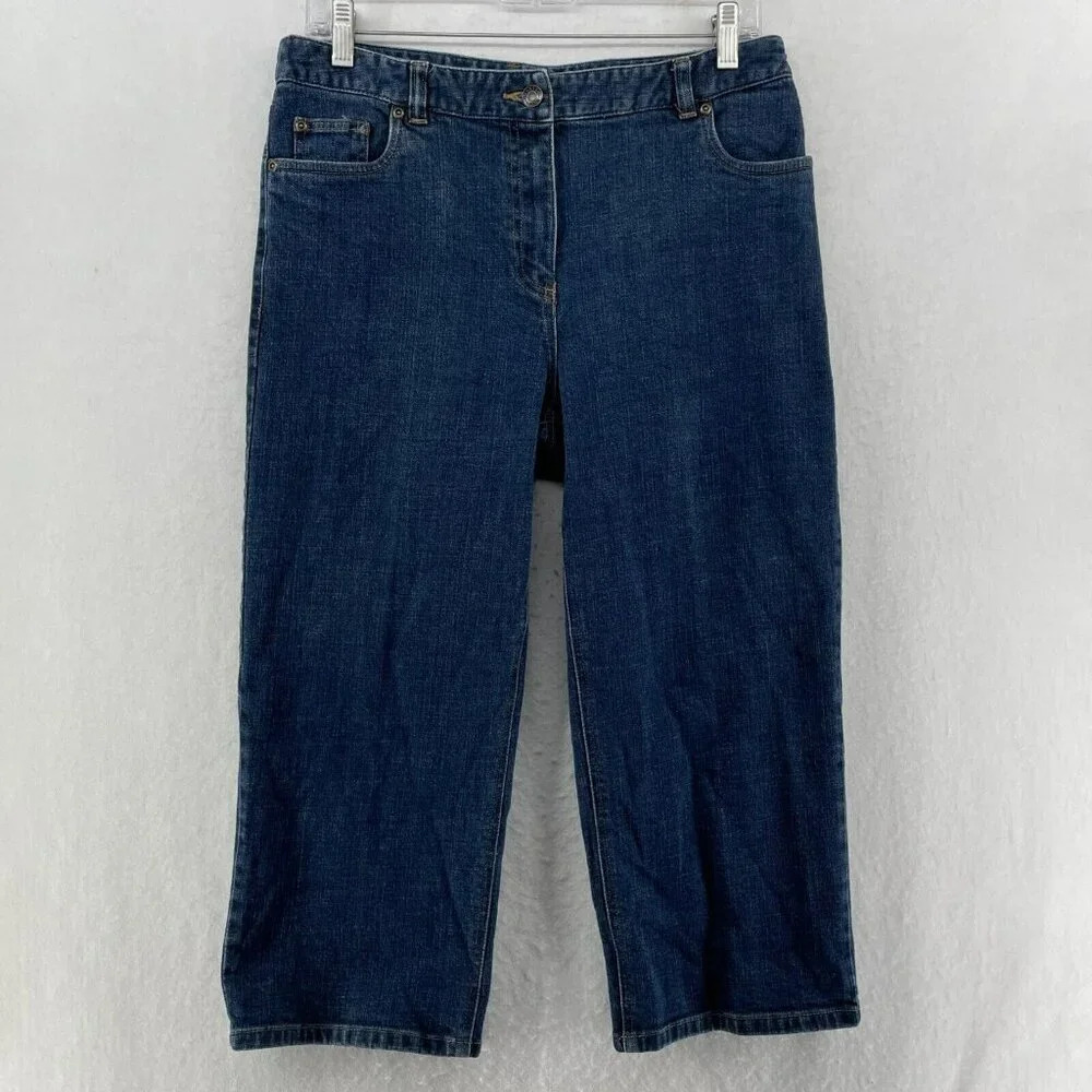 Charter Club Jeans Women's Sz 8P Blue Laura Fit Straight High-Rise Stretch Denim - Picture 1 of 11